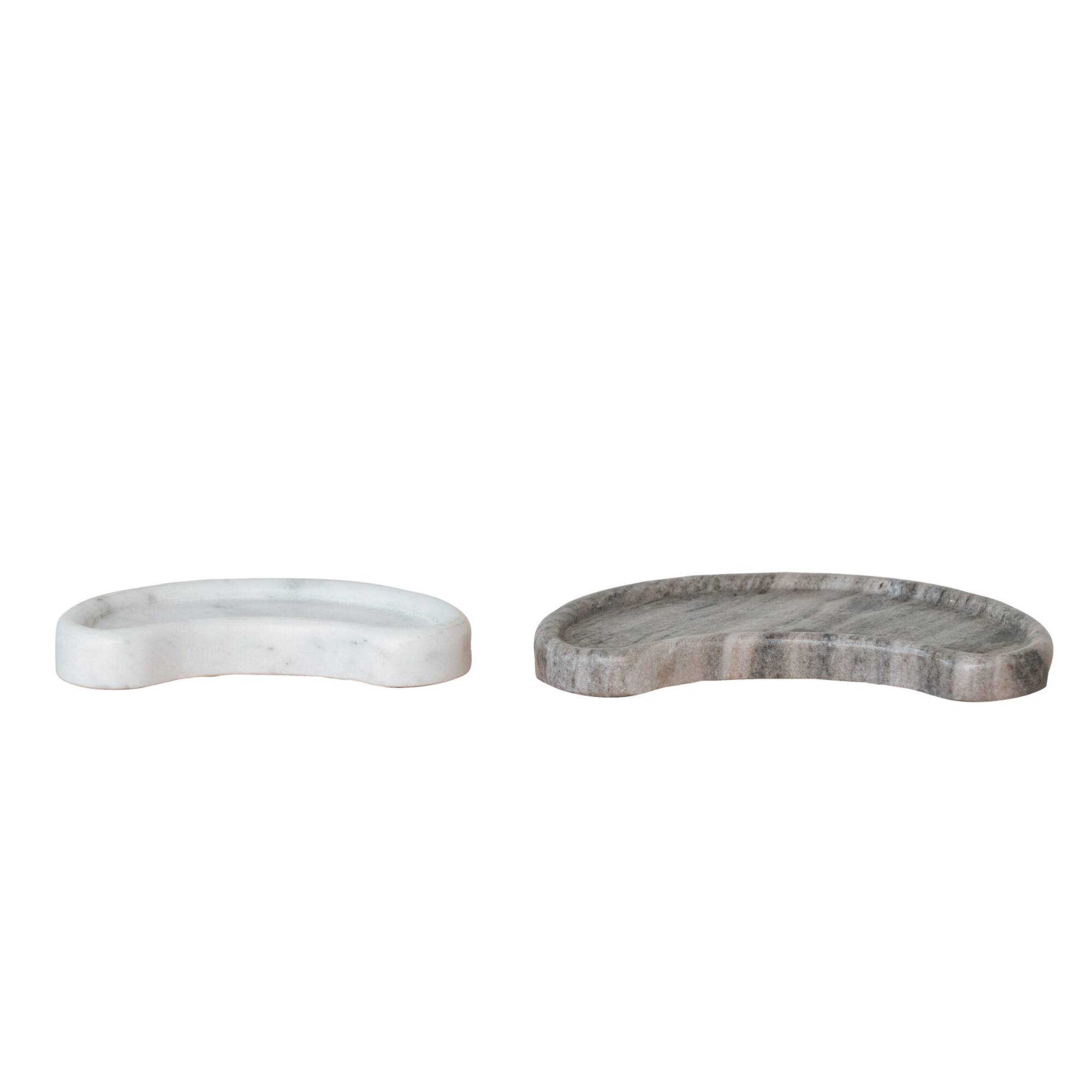 Hello Honey® White & Buff Nestable Marble Kidney Shaped Tray Set